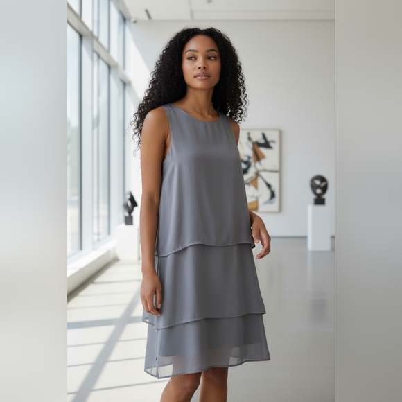 Mint Velvet Dresses & Skirts - Mint Velvet Elegant Gray Sleeveless Layered Dress, Size 14, NWT
